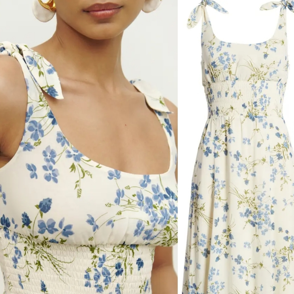NWT reformation authentic Darby Floral Print Tie Strap Midi Dress size Medium